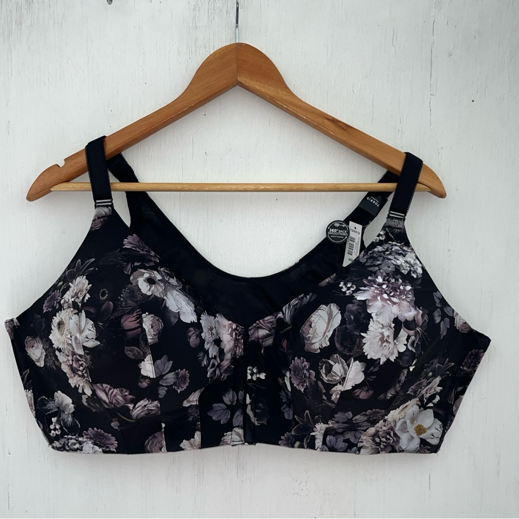 Torrid Black And White Full-Coverage Bra With Wide Straps